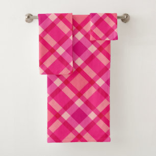 Mi-siècle moderne Plaid, Fuchsia rose & Coral Roug
