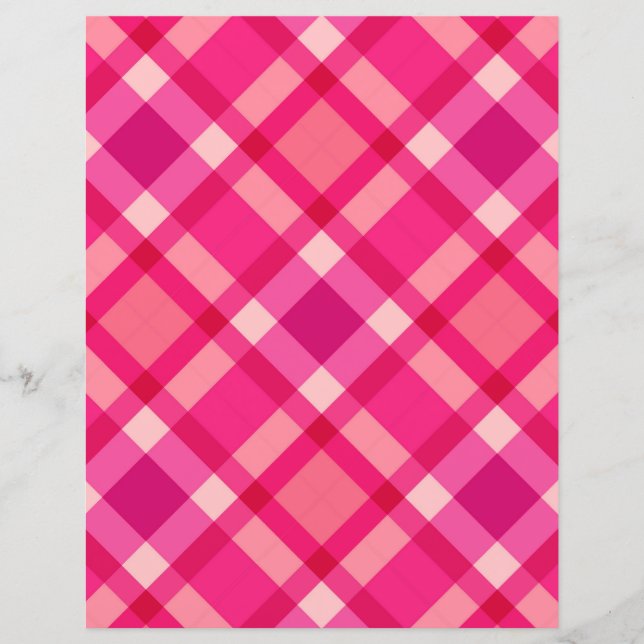 Mi-siècle moderne Plaid, Fuchsia rose et vin (Devant)