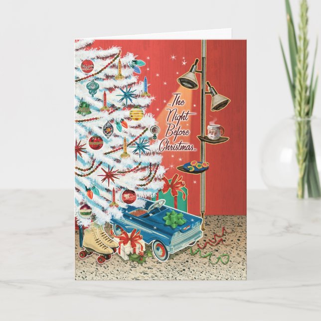 Mi-Siècle nuit avant la carte de Noël rétro (Devant)