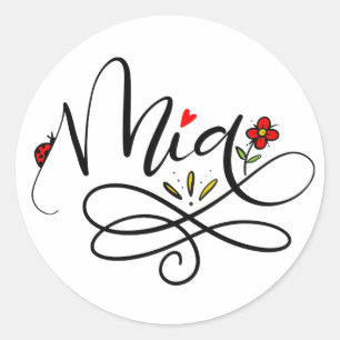 Mia, Étiquettes Lettrés À La Main