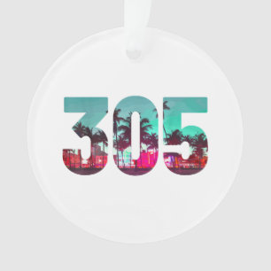 Miami 305 Zone Code Floride Palm Trees Vintage Pri