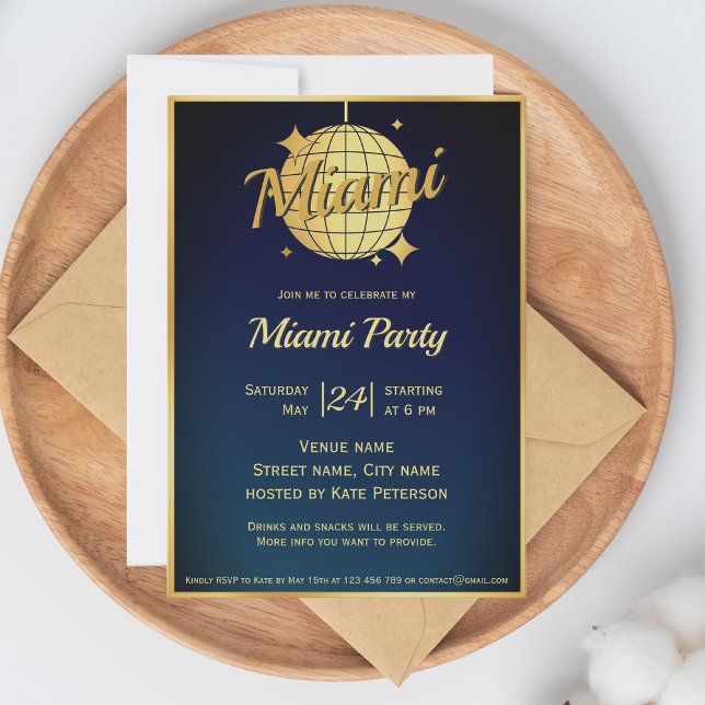 Miami beach disco bal événement Invitation (Créateur téléchargé)