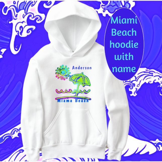 Miami Beach FL Parapluie coloré avec soleil brilla (Child's Miami Beach Hoodie with Name)
