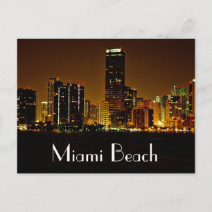 Miami Beach Florida Carte de la nuit Skyline
