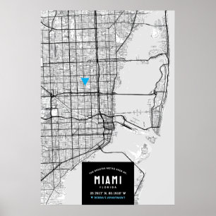 Miami City Map + Mark Your Location Poster