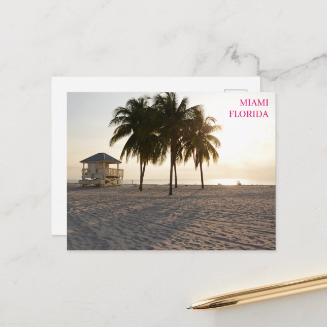 Miami Florida Beach Palms Garde carte postale (Devant/Arrière en situation)