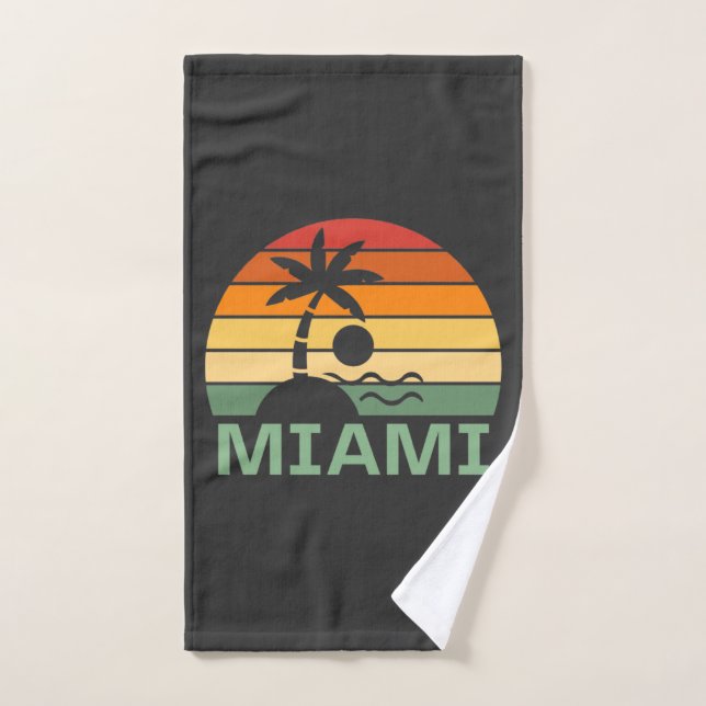 Miami Florida Vintage Palm Trees Summer Beach (Serviette à main)