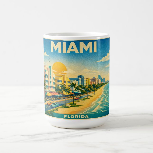 Miami Florida Vintage Travel Poster Mug (Centre)