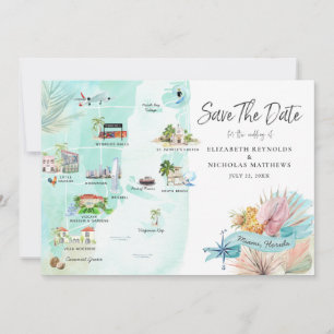Miami Floride   Carte Itinéraire De Mariage De Des