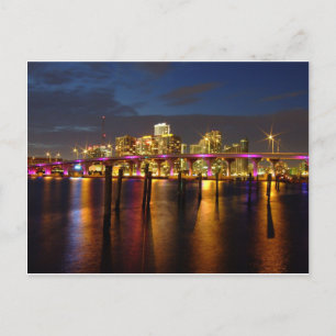 Miami Floride Skyline la nuit Carte postale