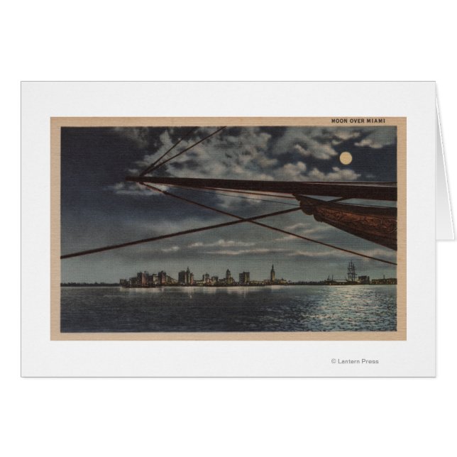 Miami, Floride - Vue sur la ville au clair de lune (Devant horizontal)