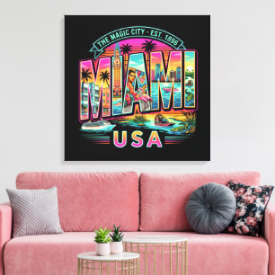 Miami Néon Rétro Vintage Plage Art Déco Style USA