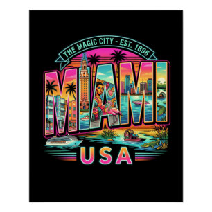 Miami Néon Rétro Vintage Plage Art Déco Style USA