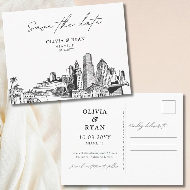 Miami Save the Date Carte postale pour les Mariage (Miami Save the Date Postcard for Florida Weddings)
