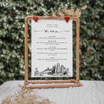 Miami Skyline Mariage Dinner Menu Card 5x7<br><div class="desc">La collection Skyline est un étonnant assortiment de skylines méticuleusement esquissés qui capturent l'essence des paysages urbains emblématiques. Parfait pour les mariages métropolitains ou les mariages de destination,  cette collection incarne le charme intemporel des paysages urbains et apporte une touche élégante à votre journée spéciale.</div>