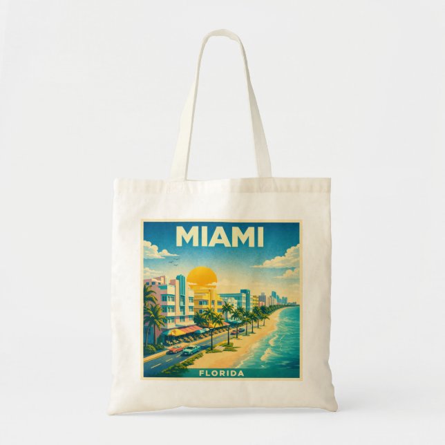 Miami Travel Poster Tote Bag (Devant)