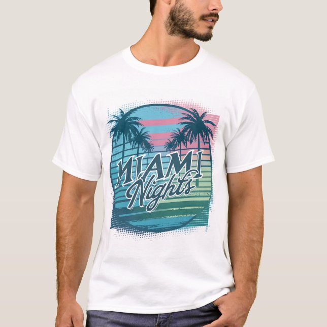 Miami Vice Vibes - Pastel Palms T-Shirt (Devant)