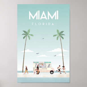 Miamia beach florida travel poster