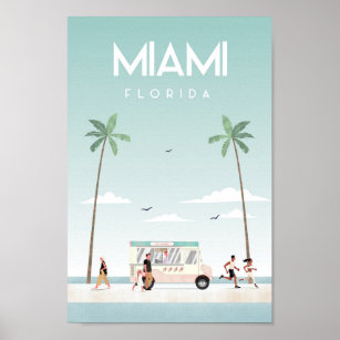 Miamia  beach florida travel poster