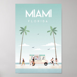 Miamia beach florida travel poster