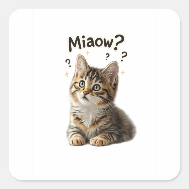Miaow ? | Autocollant de chat drôle pour les amour (Devant)