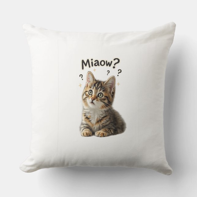 Miaow? | Oreiller de chat drôle pour les amoureux  (Recto)