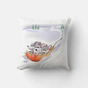 Mic, Mac et Moe's Winter Holiday Coussin