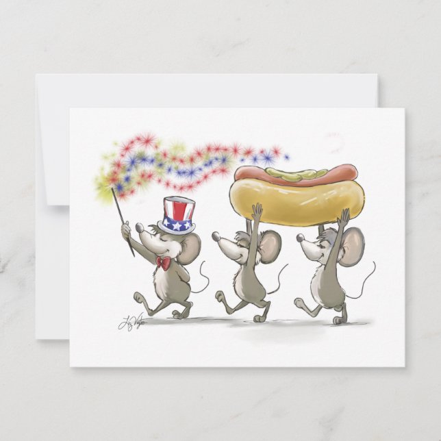 Mic, Mac & Moe's Happy 4 juillet Invitations (Devant)