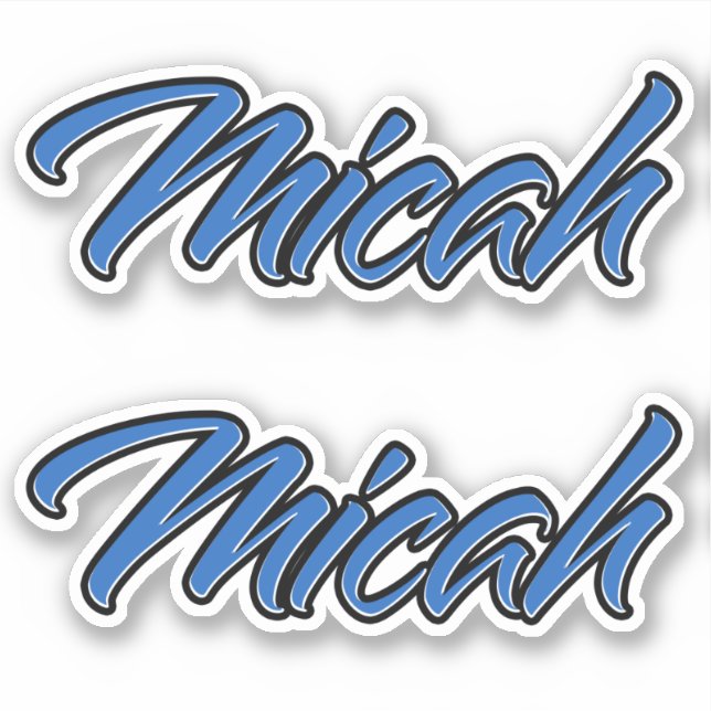 Micah Nom bleu Autocollant Autocollant Set autocol (Devant)