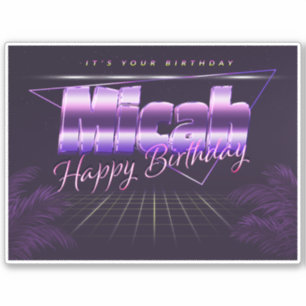 Micah Nom Prénom lila retro Sticker