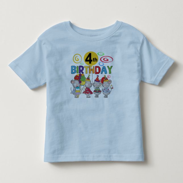 Mice 4th Birthday T-shirts et cadeaux (Devant)