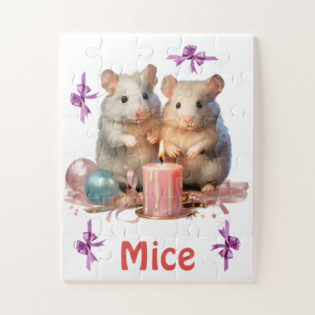 Mice Christmas Puzzle pour enfants, 5 ans et plus (Vertical)