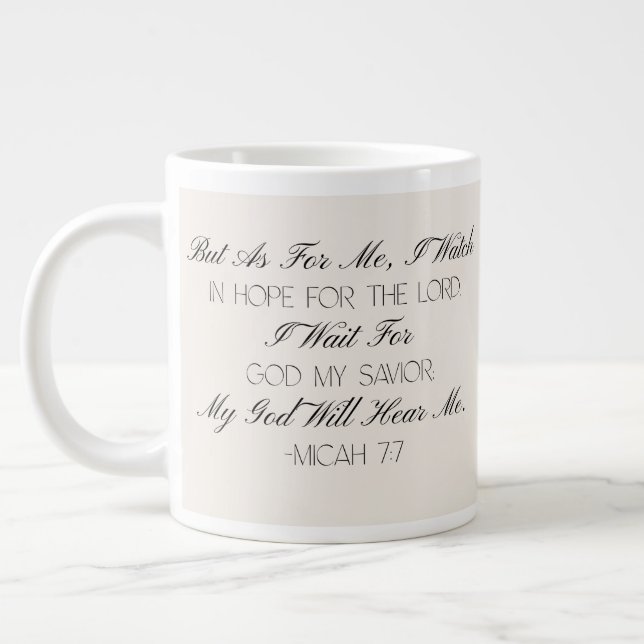 Micée 7:7 Mug avec verset biblique d'espérance (Gauche)