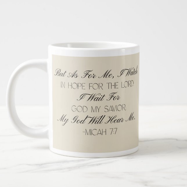 Micée 7:7 Mug avec verset biblique d'espérance (Gauche)
