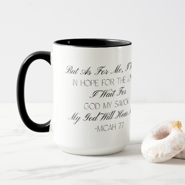 Micée 7:7 Mug avec verset biblique d'espérance (Avec donut)