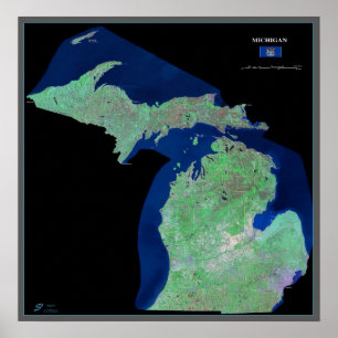 Michigan, affiche satellite spatiale
