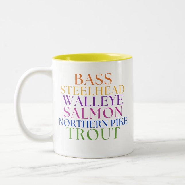 Michigan Fishing Rainbow Text Fisherwoman Mug (Gauche)