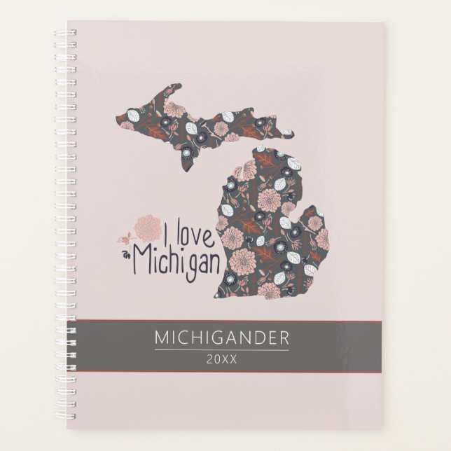 Michigan I Love Pink Brown Motif Floral (Devant)