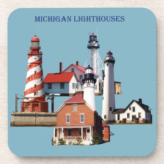 Michigan Lighthouthouses 6 dessous de verre en pla (Devant)