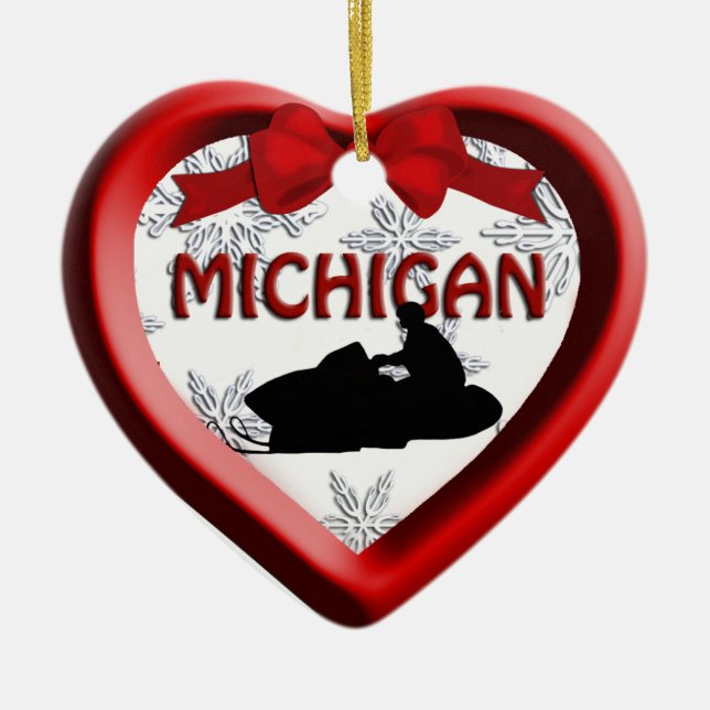 Michigan Motoneige coeur ornement de Noël (Devant)