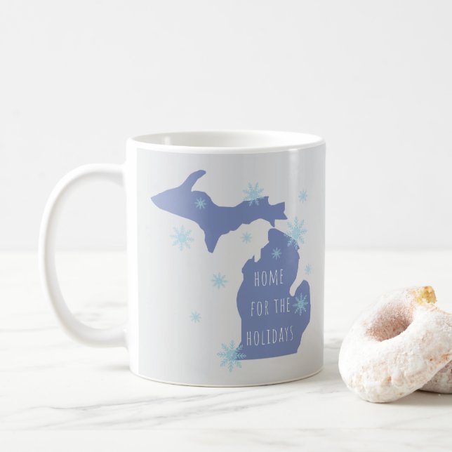 Michigan Personalized Home For the Holidays Mug (Avec donut)