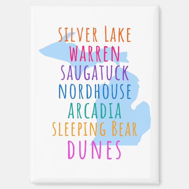 Michigan Sand Dunes Rainbow Text Magnet  (Recto)