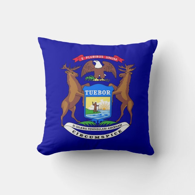 Michigan State Flag Coussin américain MoJo (Recto)