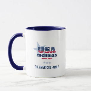 Michigan USA 1837 Blue Star Mug personnalisée
