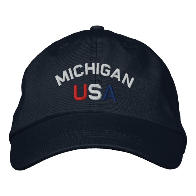 Michigan USA Brodé Marine Casquette bleu (Devant)