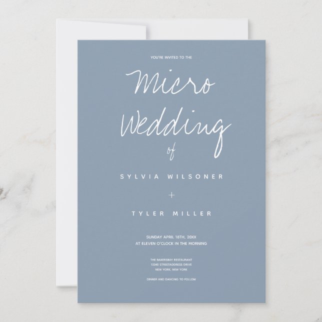 Micro Mariage Bleu Typographie Minimale (Devant)
