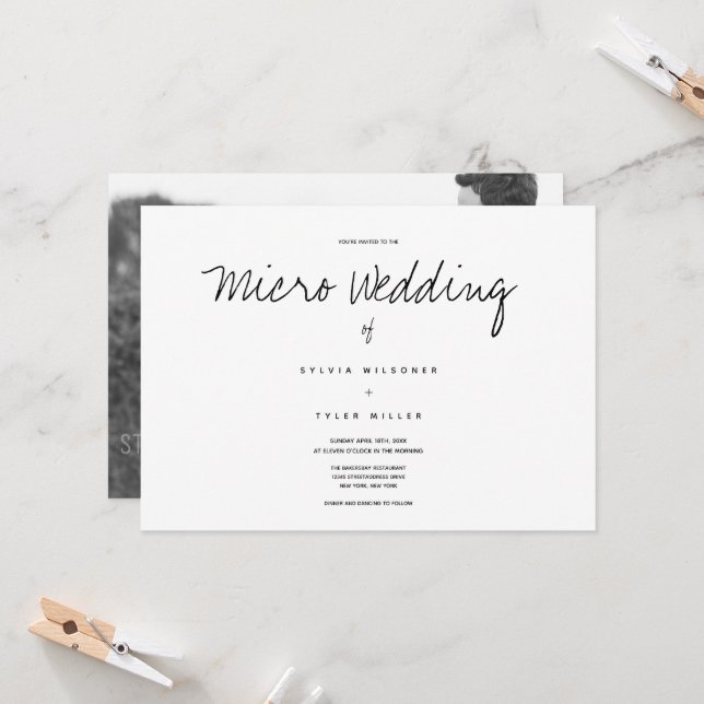 Micro Mariage photo noir blanc horizontal (Devant/Arrière en situation)