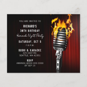Microphone Budget Adulte Karaoke Party Invitation