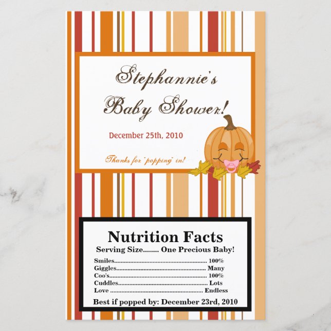 Microwave Popcorn Wrapper Automne Automne Citrouil (Devant)