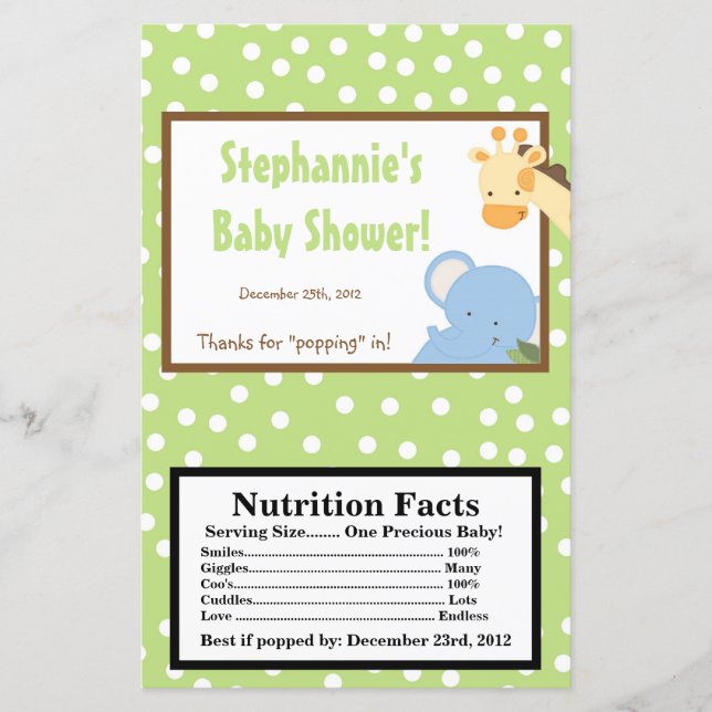 Microwave Popcorn Wrapper Safari Jungle ZooAnimal (Devant)